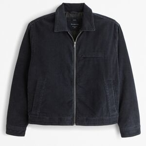 Men's Cropped Zip Workwear Jacket Corduroy Blue XL Tall